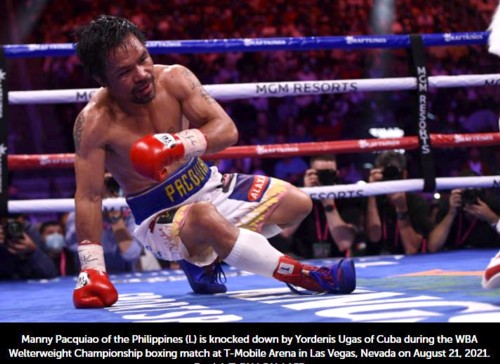 Manny Pacquiao knoccked down