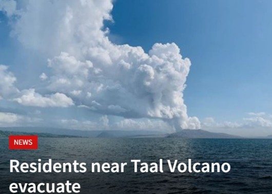 Residents evacuate near Taal Volcano
