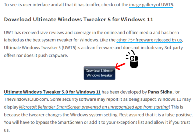 Ultimate Windows Tweaker ダウンロード